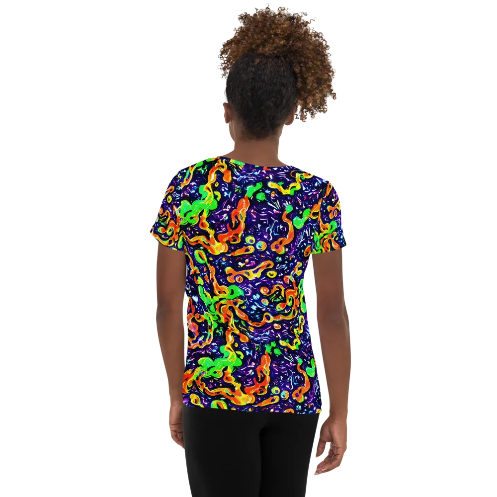 Aurora in Motion on Women's Athletic T-Shirt — Back