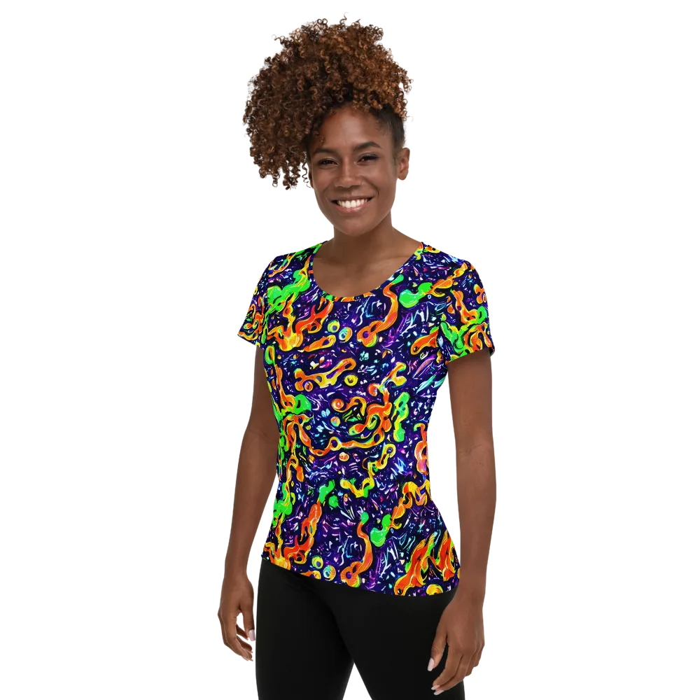 Aurora in Motion on Women's Athletic T-Shirt — Left