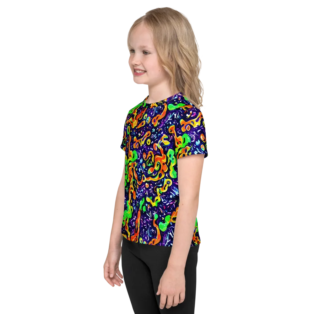 Aurora in Motion on Kids Crew Neck T-Shirt — Left