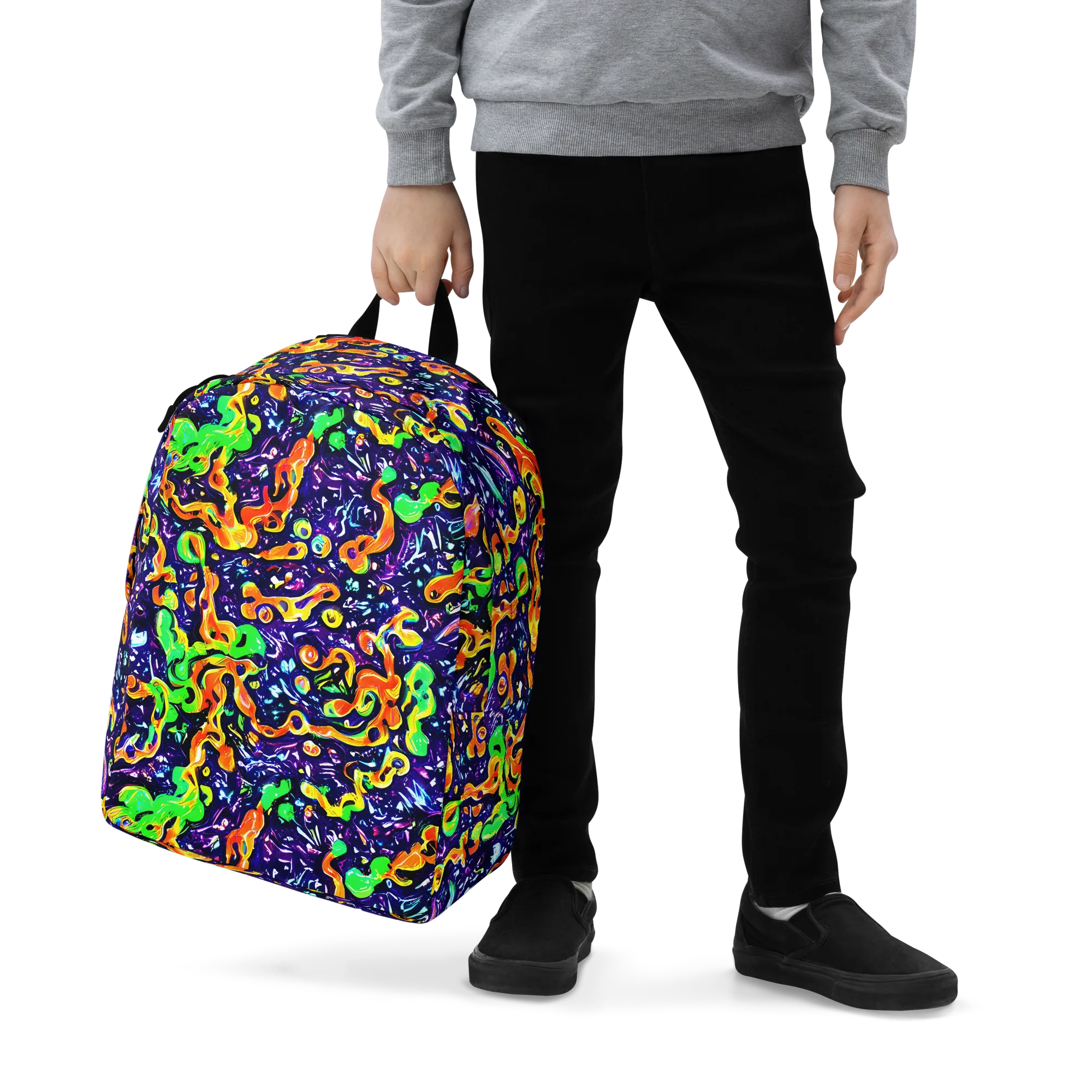 Aurora in Motion on Minimalist Backpack — Zoomed-in