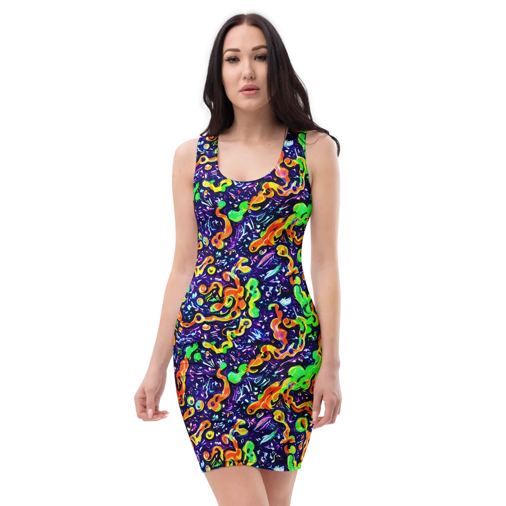 Aurora in Motion on Bodycon Dress — Front