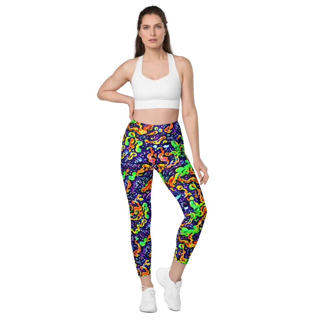 Aurora in Motion on Leggings with Pockets — Front