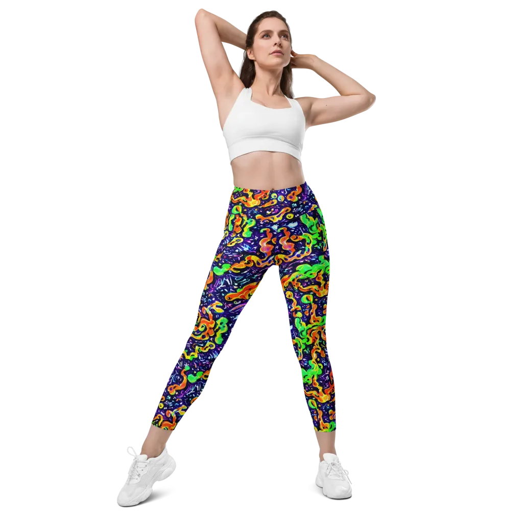 Aurora in Motion on Leggings with Pockets — Front