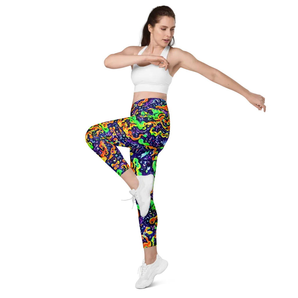 Aurora in Motion on Leggings with Pockets — Left Front