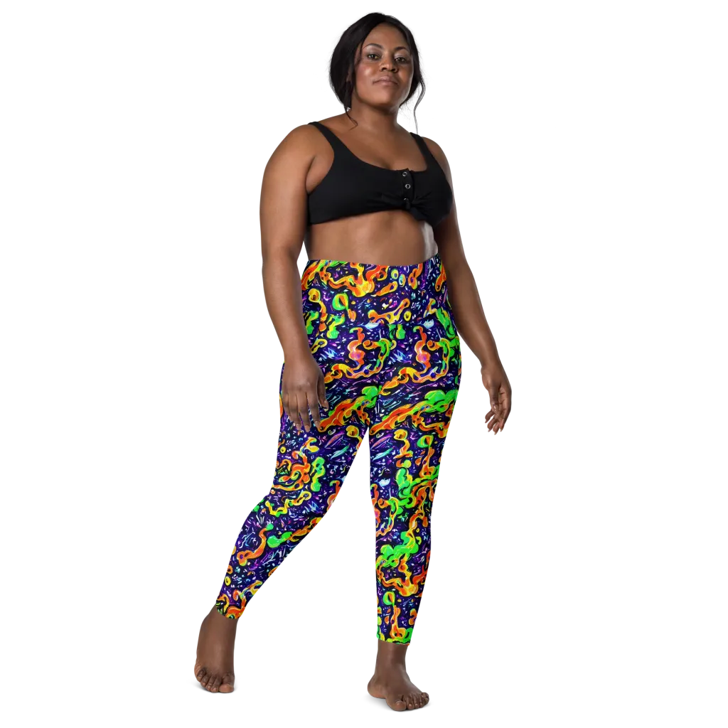 Aurora in Motion on Leggings with Pockets — Front