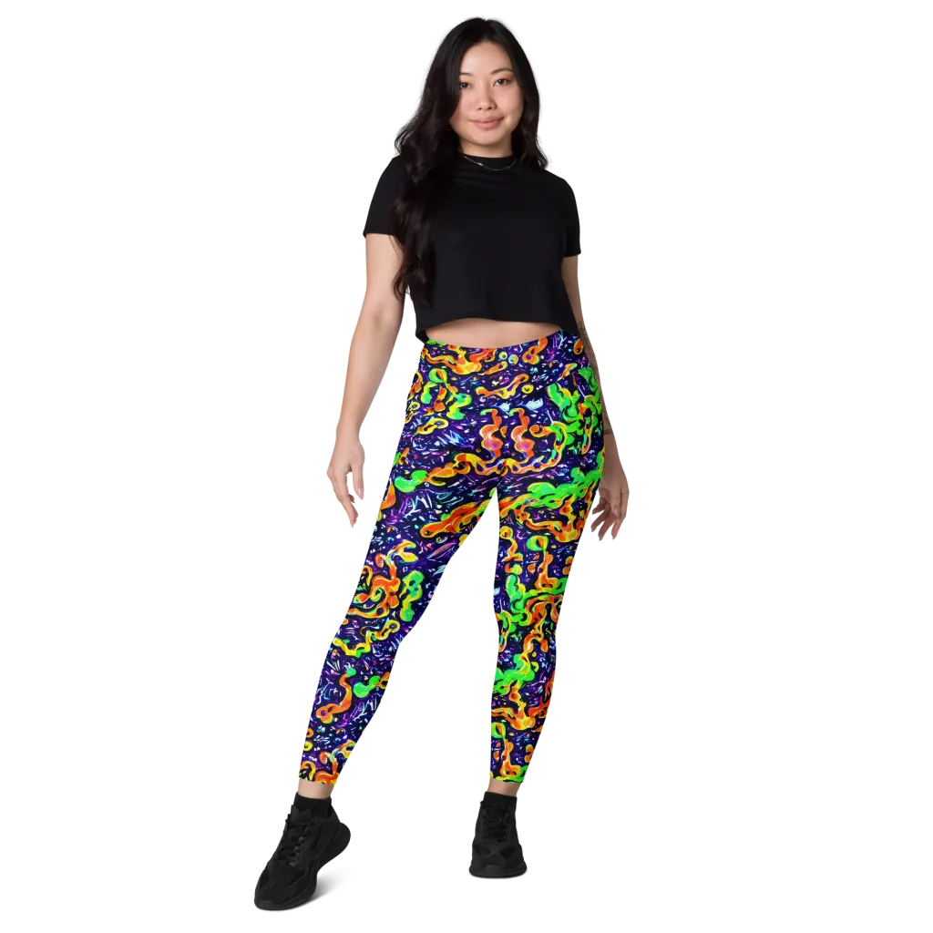 Aurora in Motion on Leggings with Pockets — Front