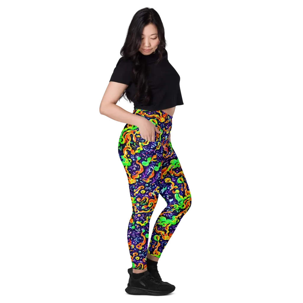 Aurora in Motion on Leggings with Pockets — Right
