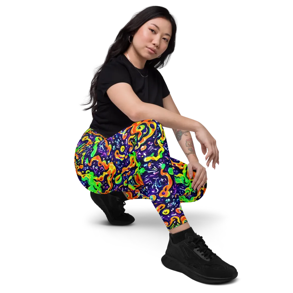 Aurora in Motion on Leggings with Pockets — Right Front