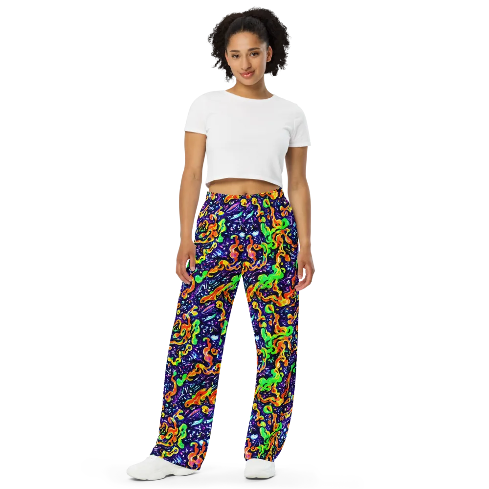 Aurora in Motion on Wide-Leg Pants — Front