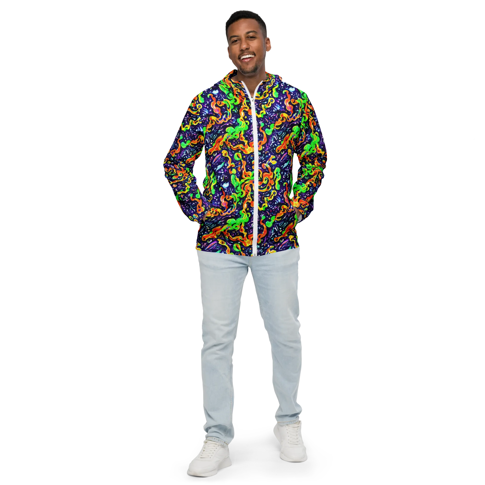 Aurora in Motion on Men's Windbreaker — Front