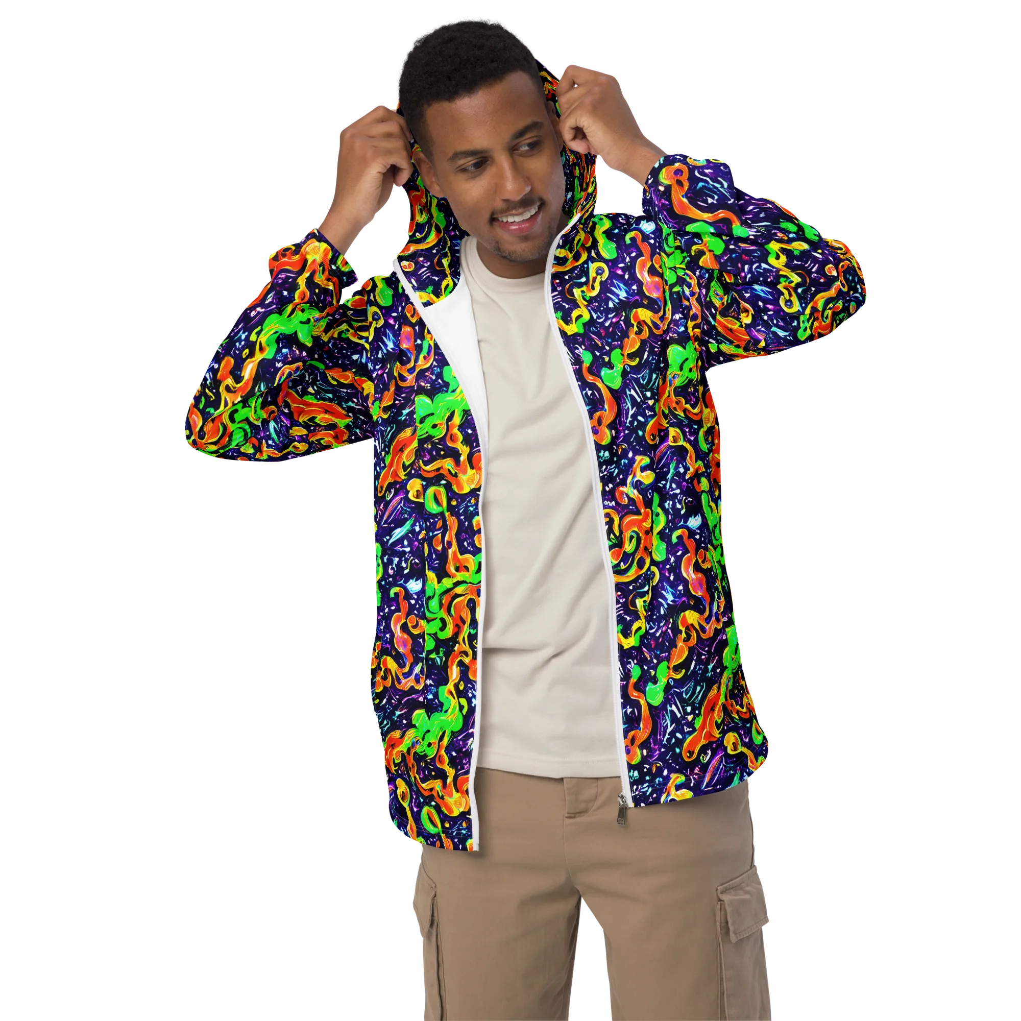Aurora in Motion on Men's Windbreaker — Front
