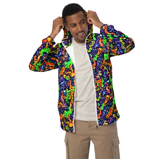 Aurora in Motion on a Men's Windbreaker