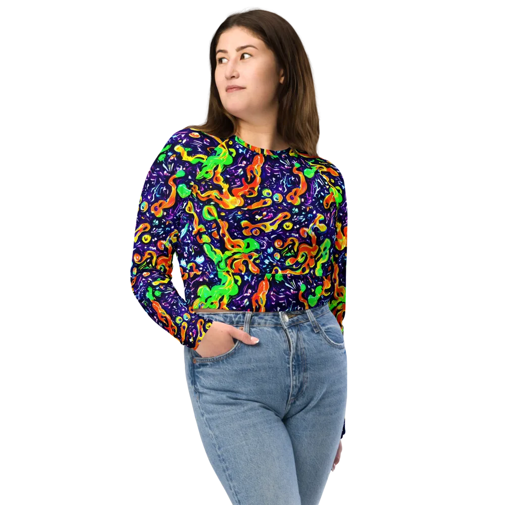 Aurora in Motion on Long Sleeve Crop Top — Front