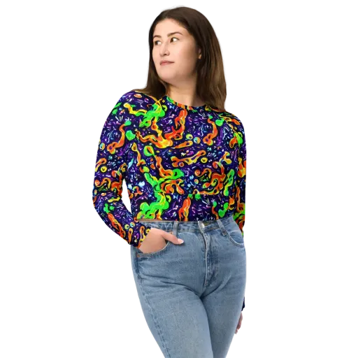 Aurora in Motion on a Long Sleeve Crop Top