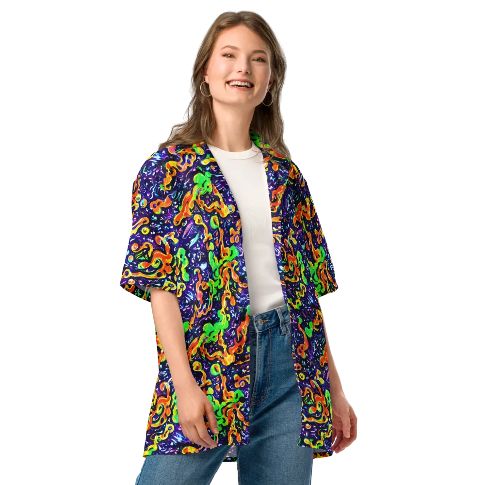 Aurora in Motion on Button Shirt — Front