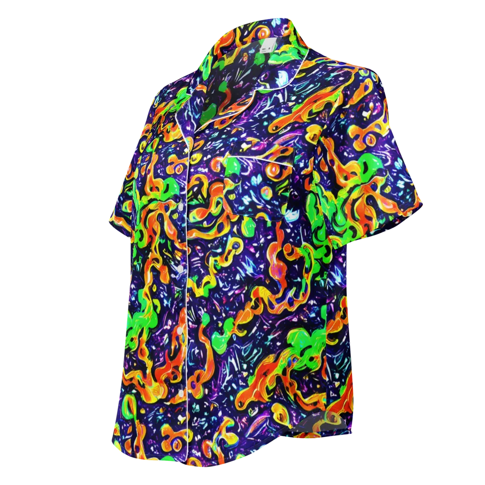 Aurora in Motion on Women's Short Sleeve Pajama Top — Left Front