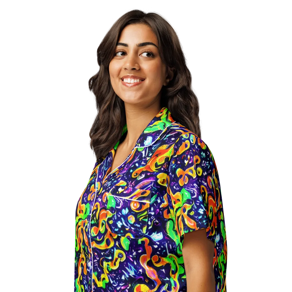 Aurora in Motion on Women's Short Sleeve Pajama Top — Left Front