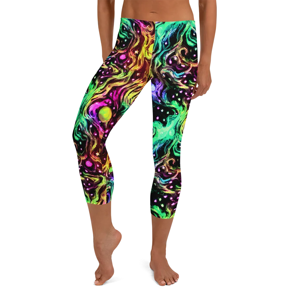 Neon Cauldron on Capri Leggings — Front