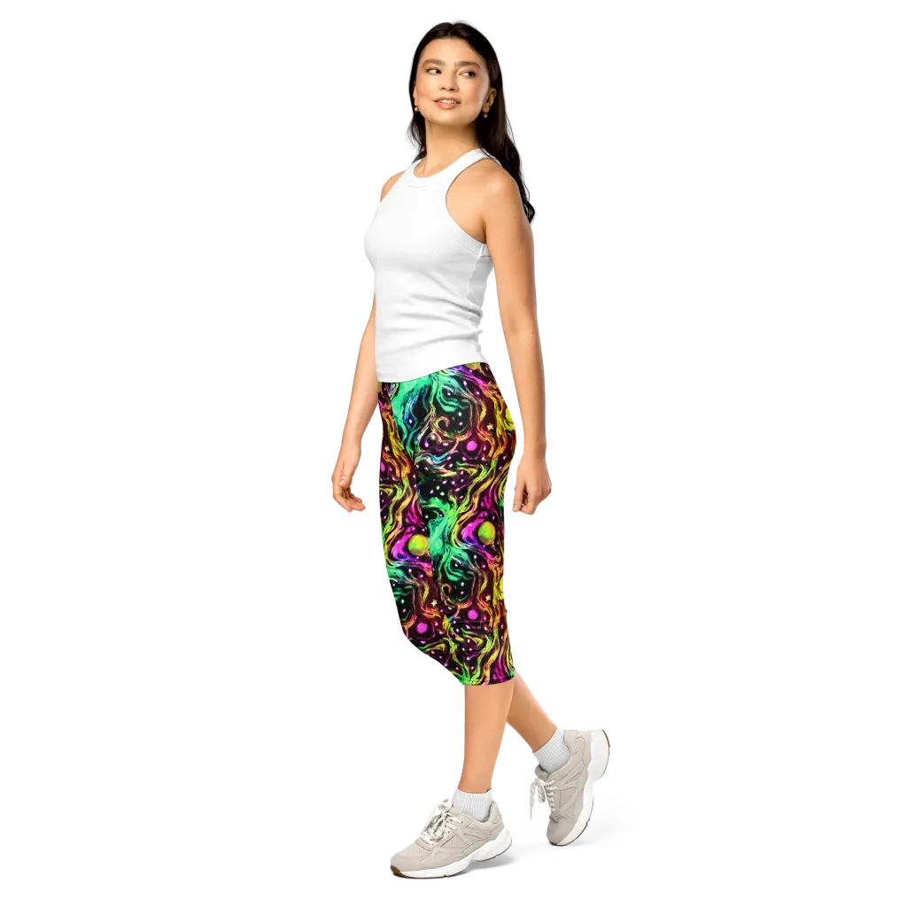 Neon Cauldron on Capri Leggings — Left Front