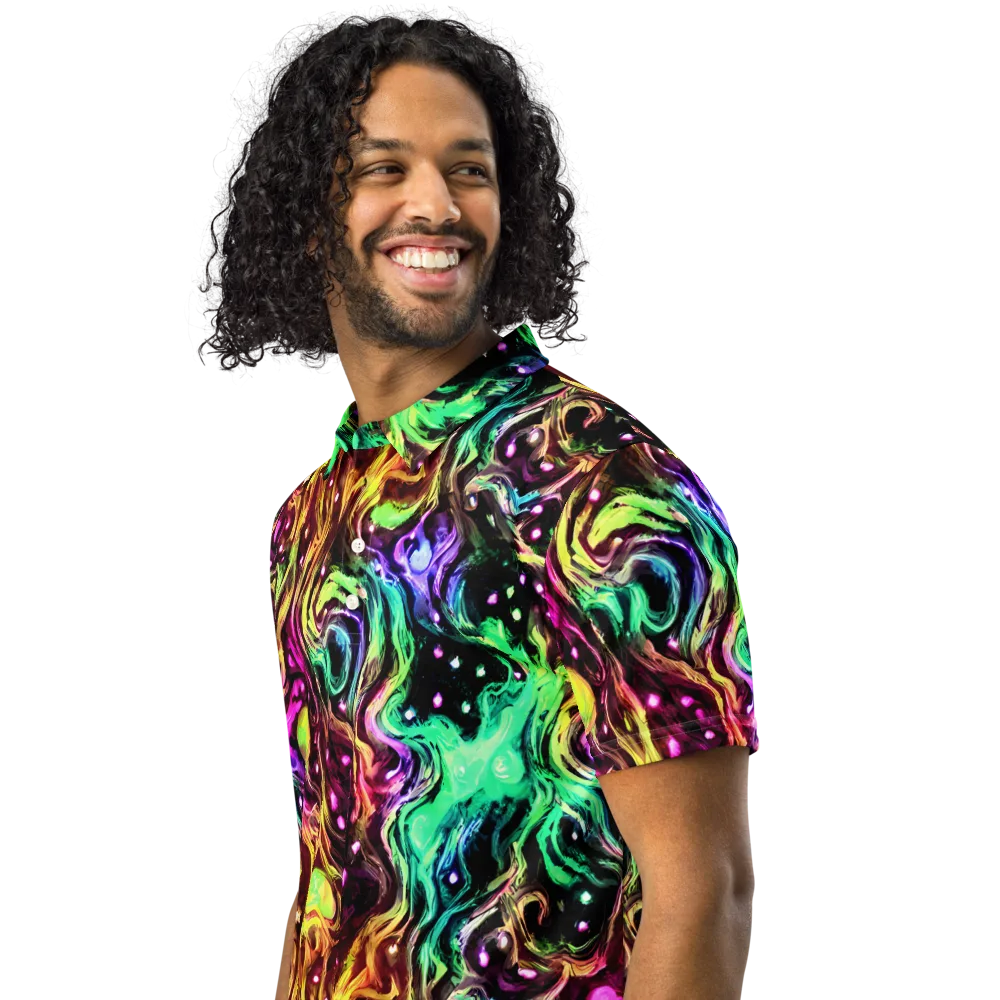 Neon Cauldron on Men's Slim Fit Polo Shirt — Left Front