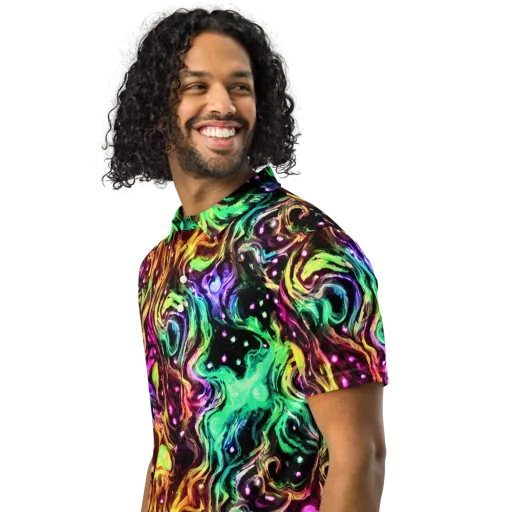 Neon Cauldron on a Men's Slim Fit Polo Shirt