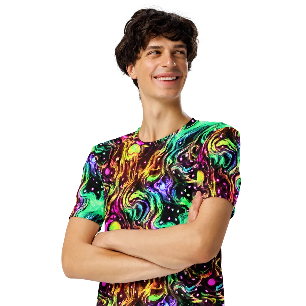 Neon Cauldron on Men's Crew Neck T-Shirt — Left Front