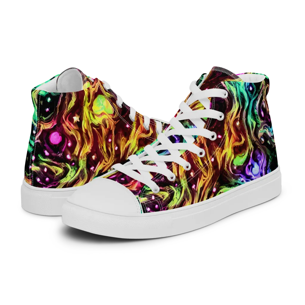Neon Cauldron on Men's High Top Canvas Shoes — Left
