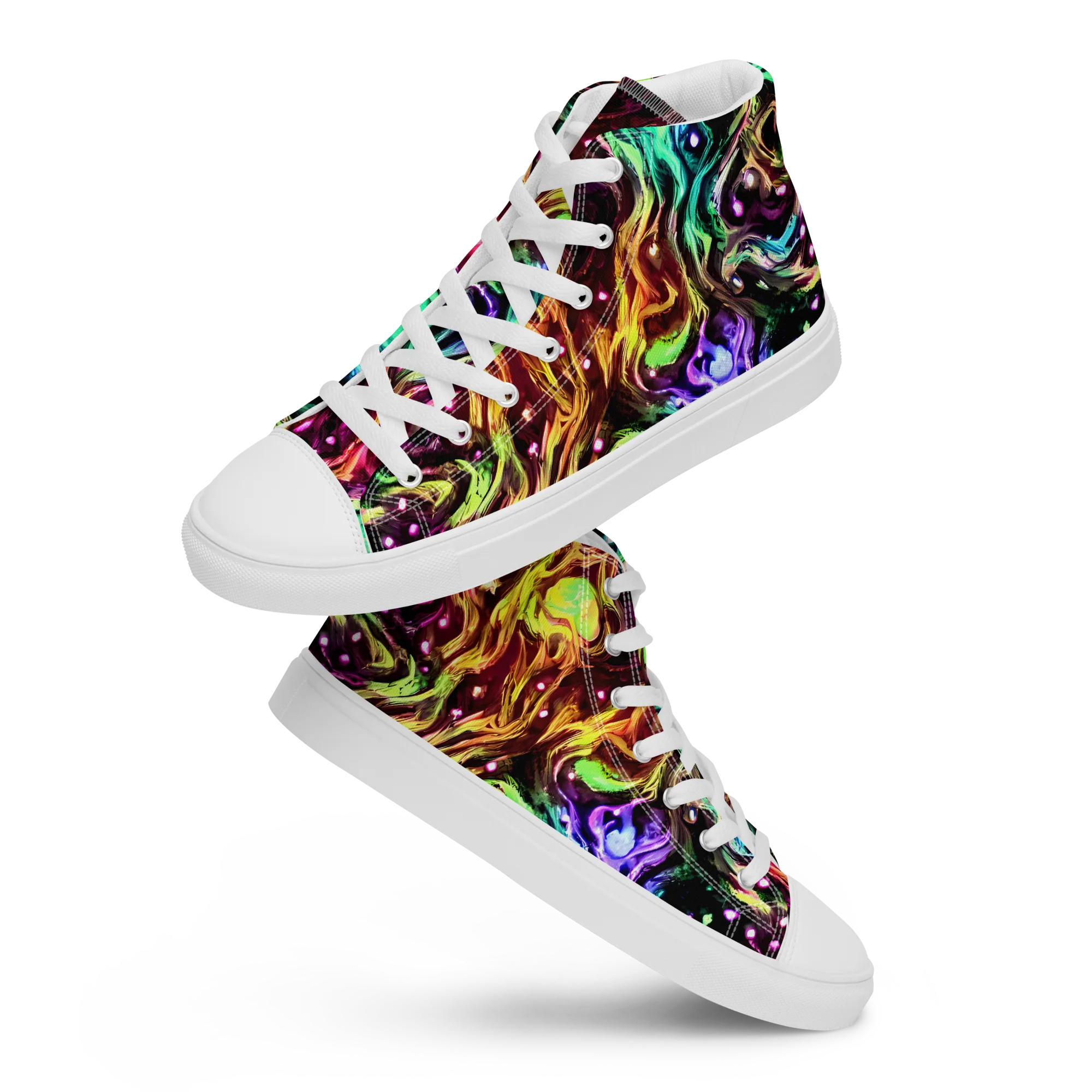 Neon Cauldron on Men's High Top Canvas Shoes — Front