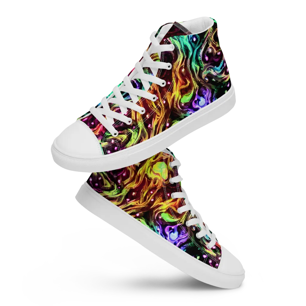 Neon Cauldron on Men's High Top Canvas Shoes — Front