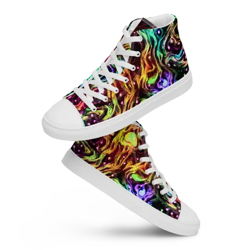 Neon Cauldron on a Men's High Top Canvas Shoes