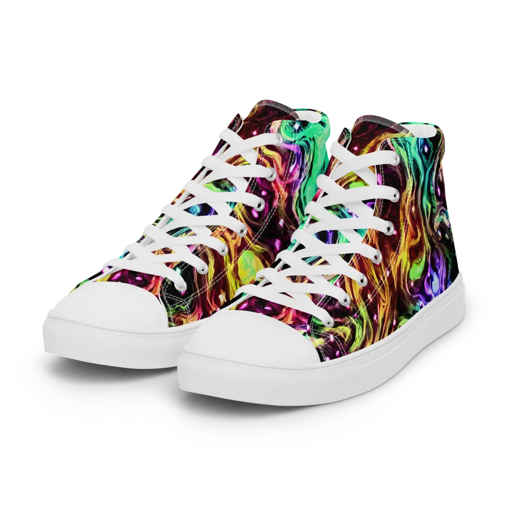 Neon Cauldron on Women's High Top Canvas Shoes — Left Front