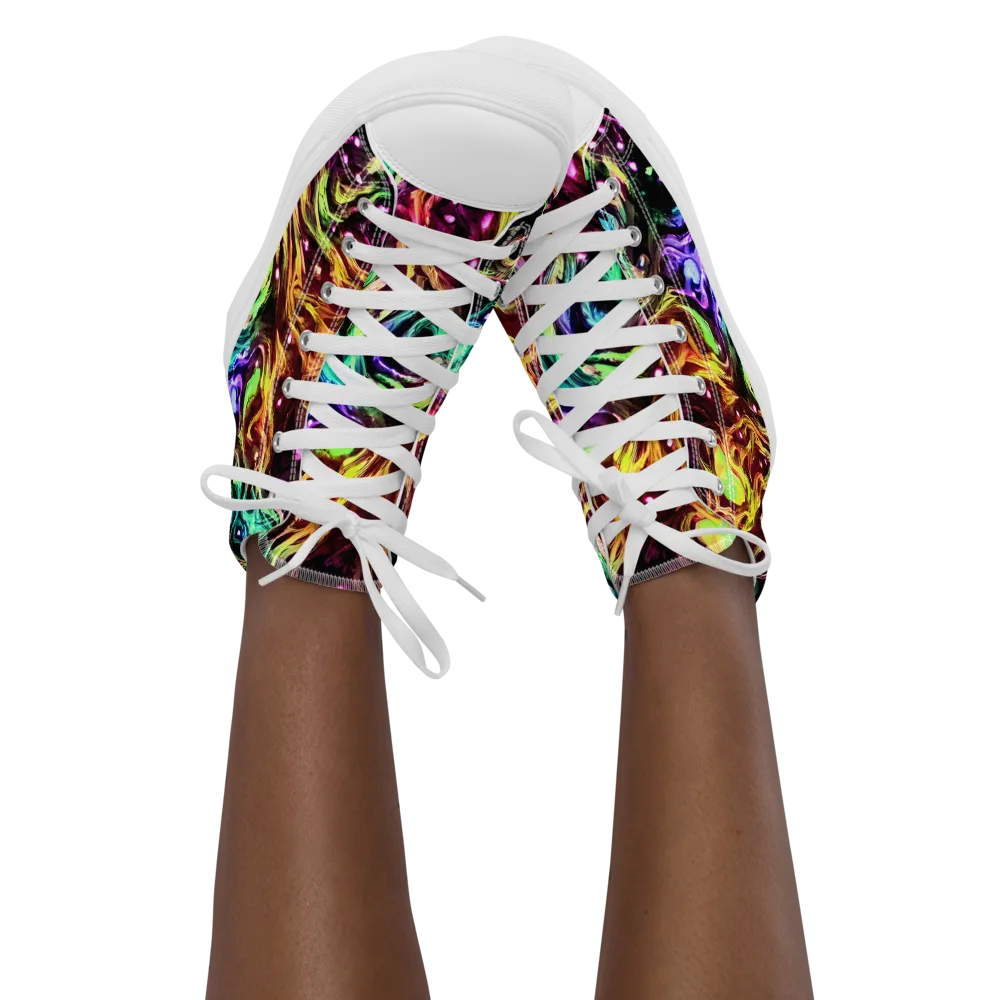 Neon Cauldron on Women's High Top Canvas Shoes — Front