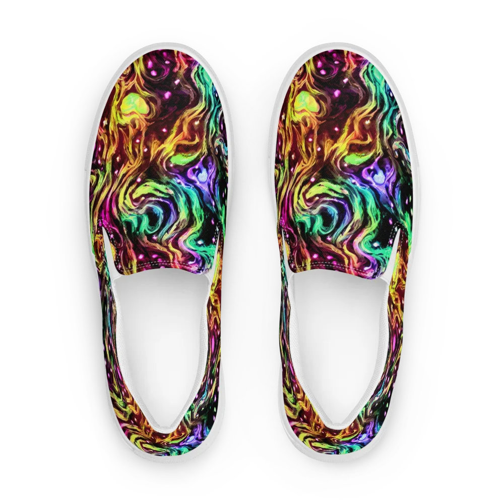Neon Cauldron on Men's Slip-On Canvas Shoes — Front