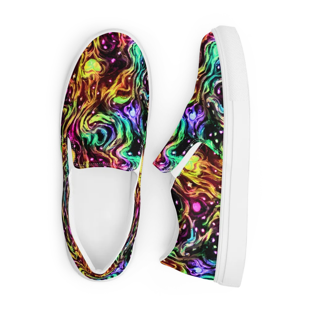 Neon Cauldron on Men's Slip-On Canvas Shoes — Front