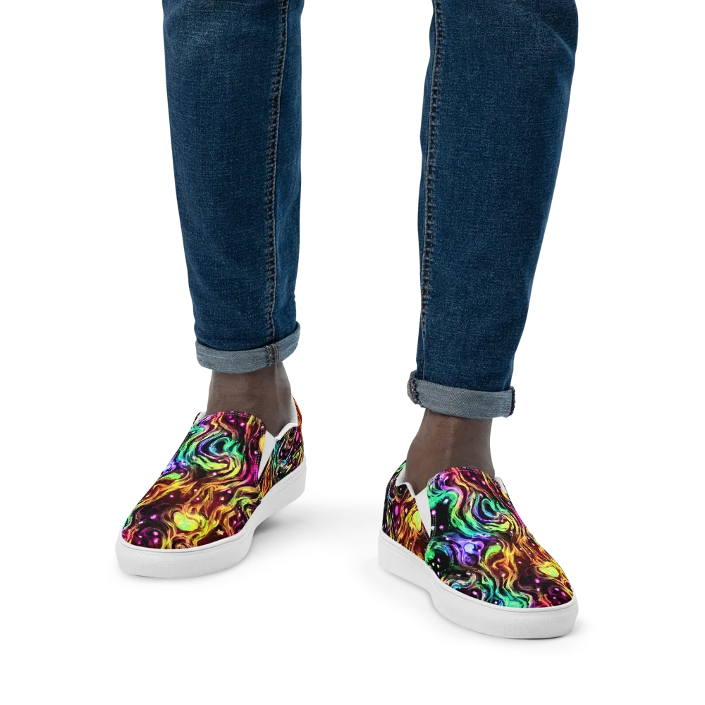 Neon Cauldron on Men's Slip-On Canvas Shoes — Front