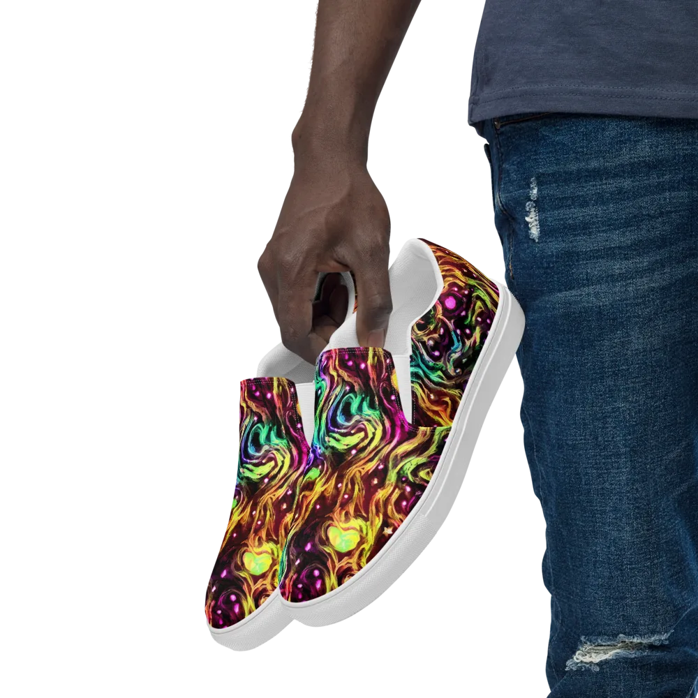 Neon Cauldron on Men's Slip-On Canvas Shoes — Left Front
