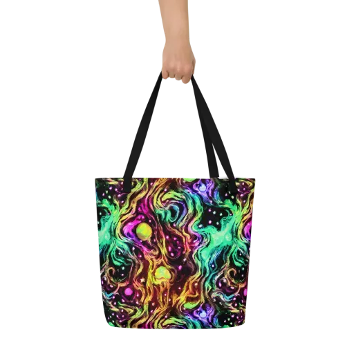 Neon Cauldron on a Large Tote Bag W/ Pocket