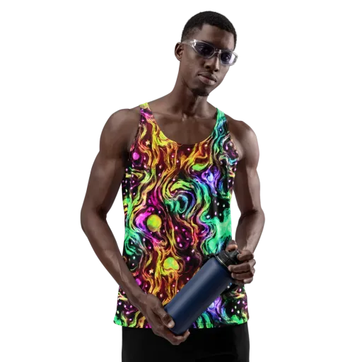 Neon Cauldron on a Men's Tank Top