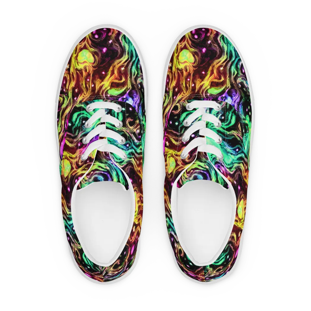 Neon Cauldron on Men's Lace-Up Canvas Shoes — Front