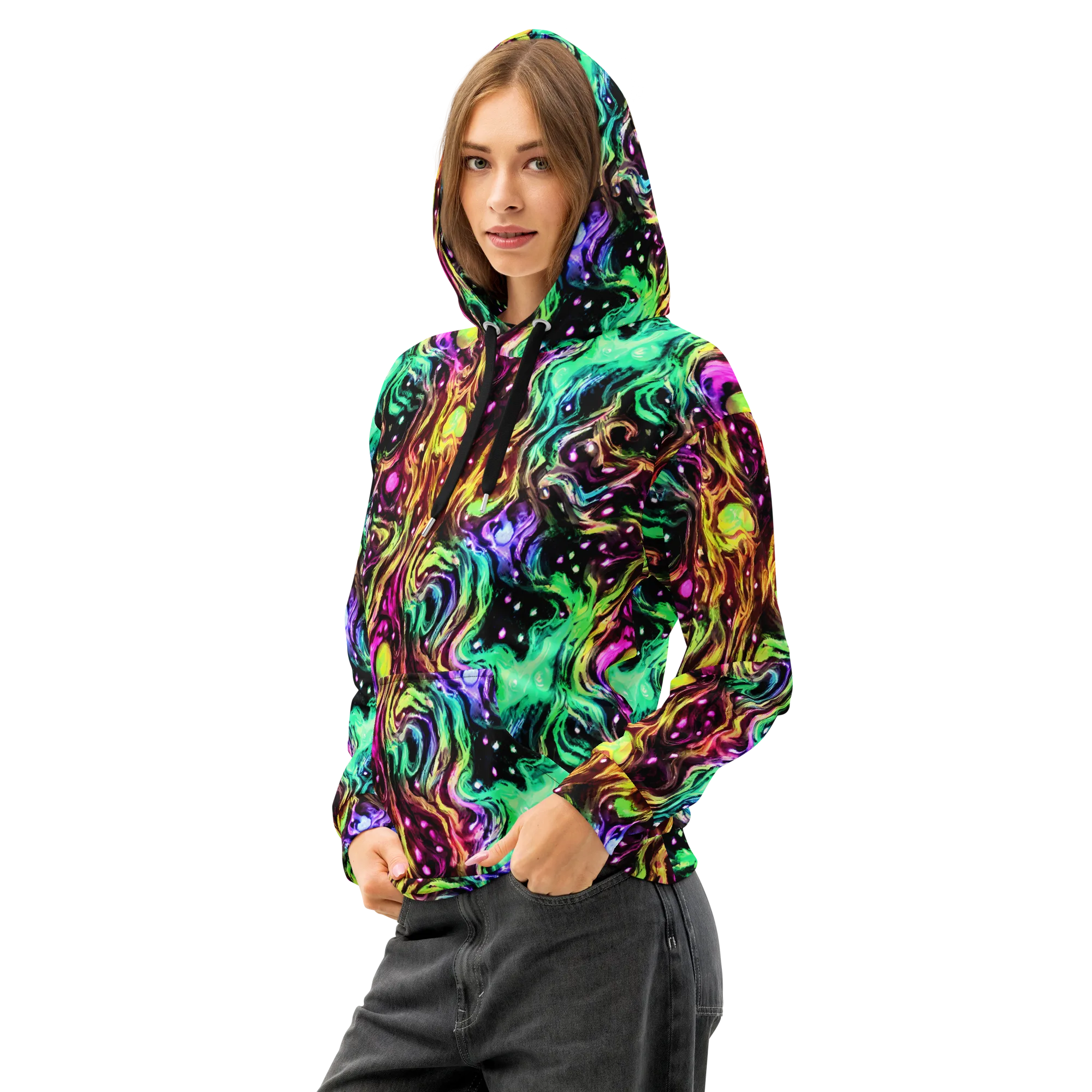 Neon Cauldron on Cotton Hoodie — Left Front