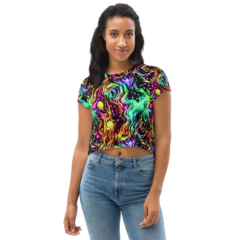 Neon Cauldron on Crop Tee — Front