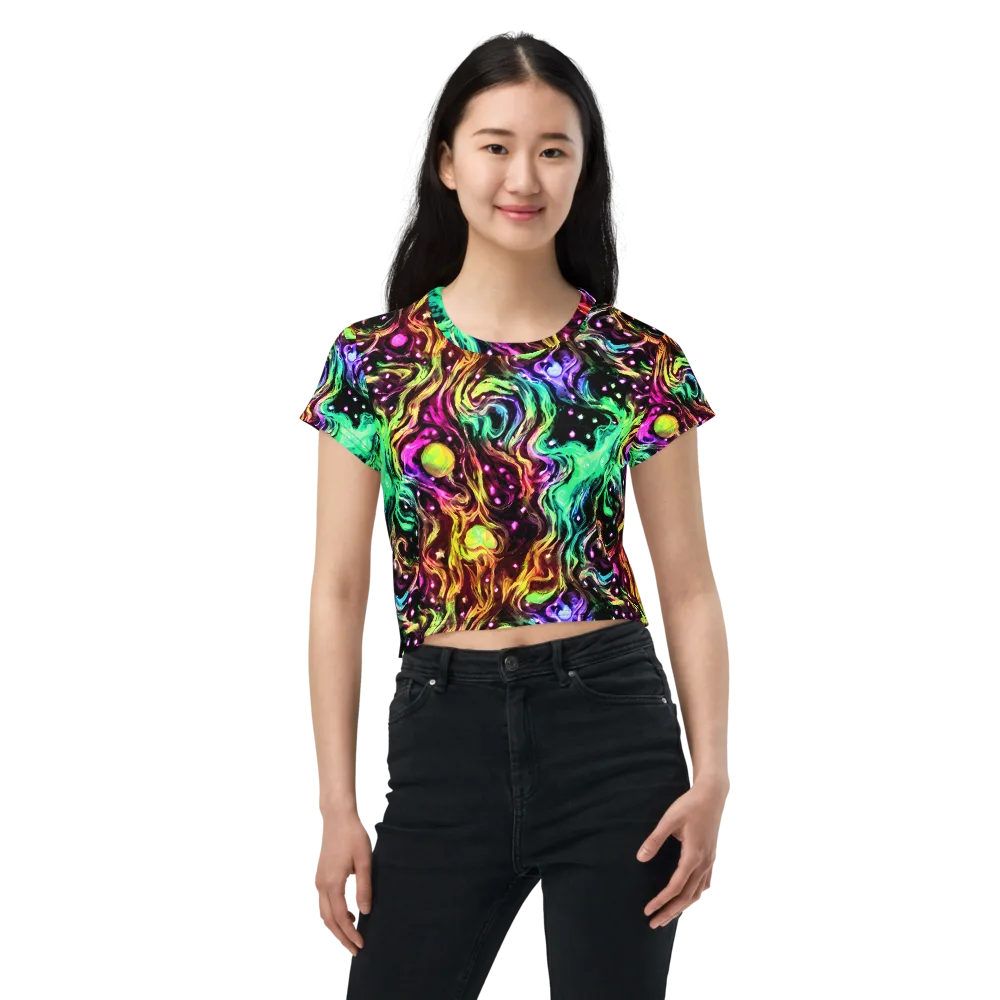 Neon Cauldron on Crop Tee — Front