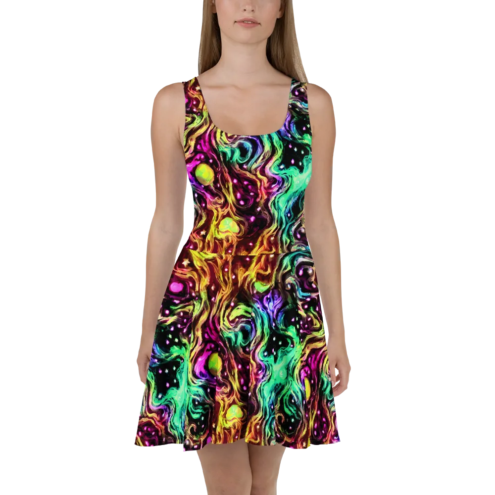 Neon Cauldron on Skater Dress — Front