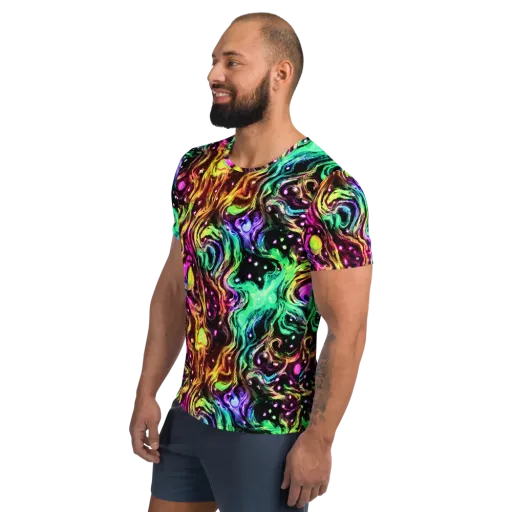 Neon Cauldron on a Men's Athletic T-Shirt
