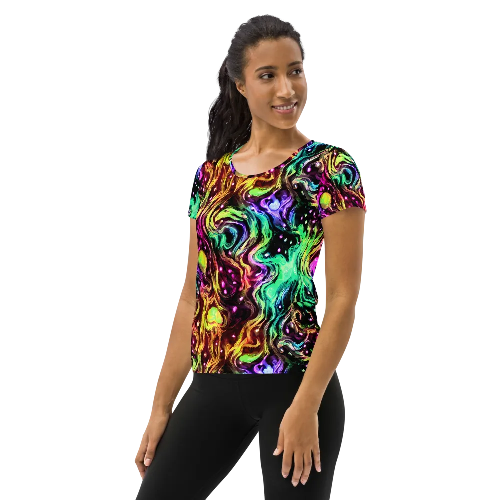 Neon Cauldron on Women's Athletic T-Shirt — Left