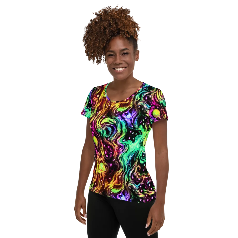 Neon Cauldron on Women's Athletic T-Shirt — Left