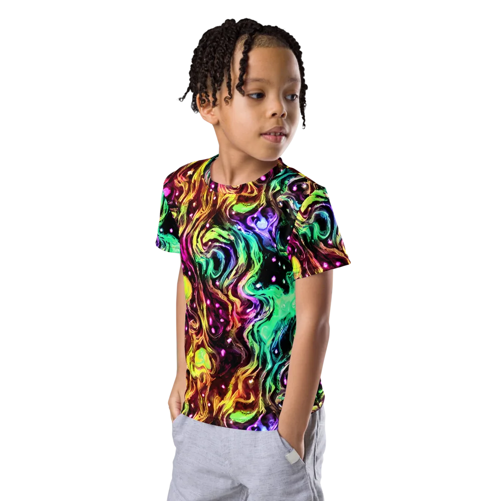 Neon Cauldron on Kids Crew Neck T-Shirt — Left Front