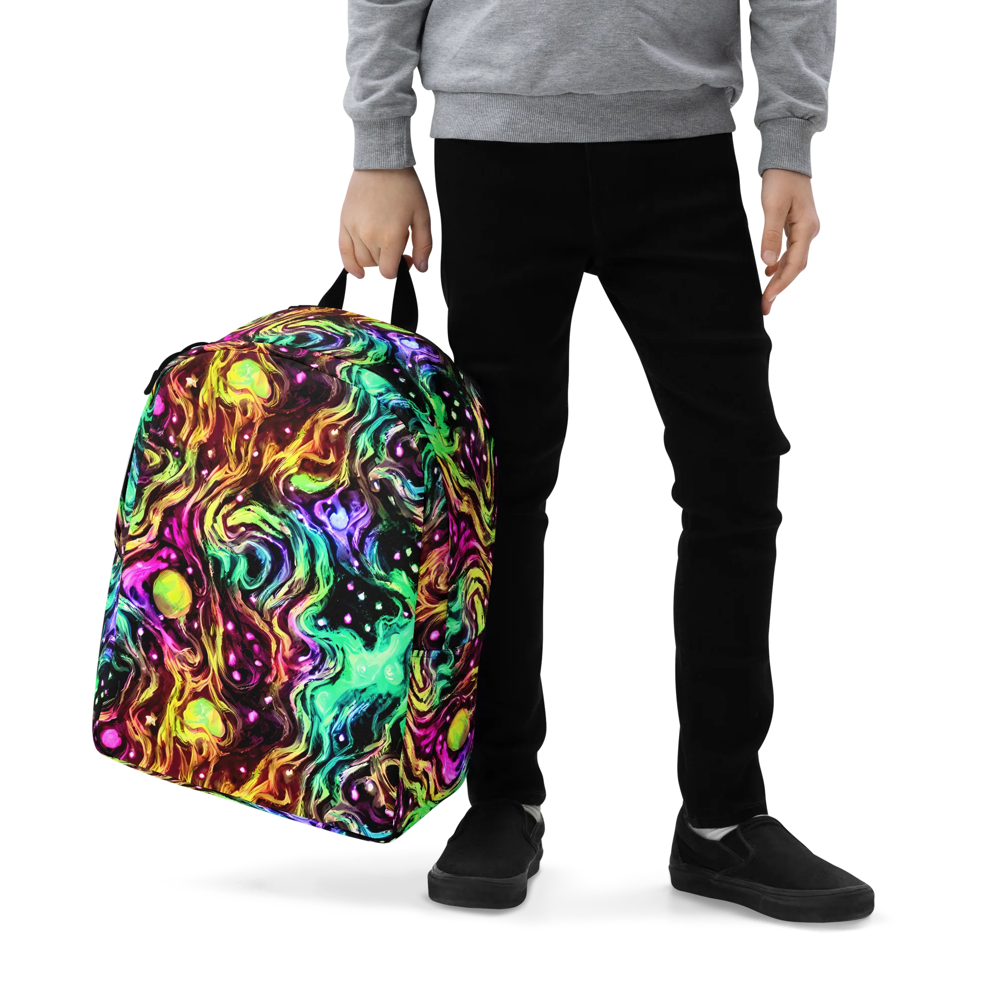 Neon Cauldron on Minimalist Backpack — Zoomed-in