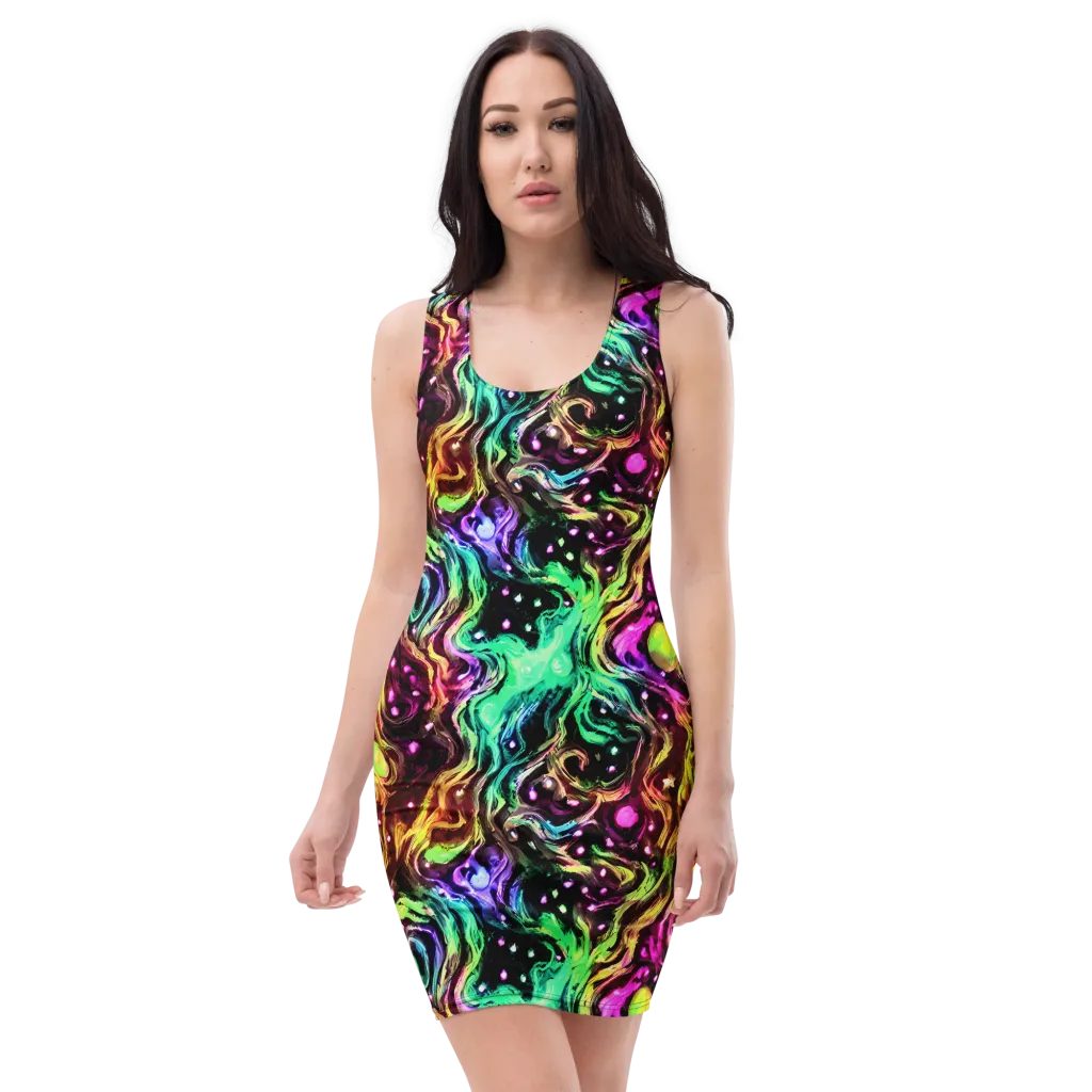 Neon Cauldron on Bodycon Dress — Front