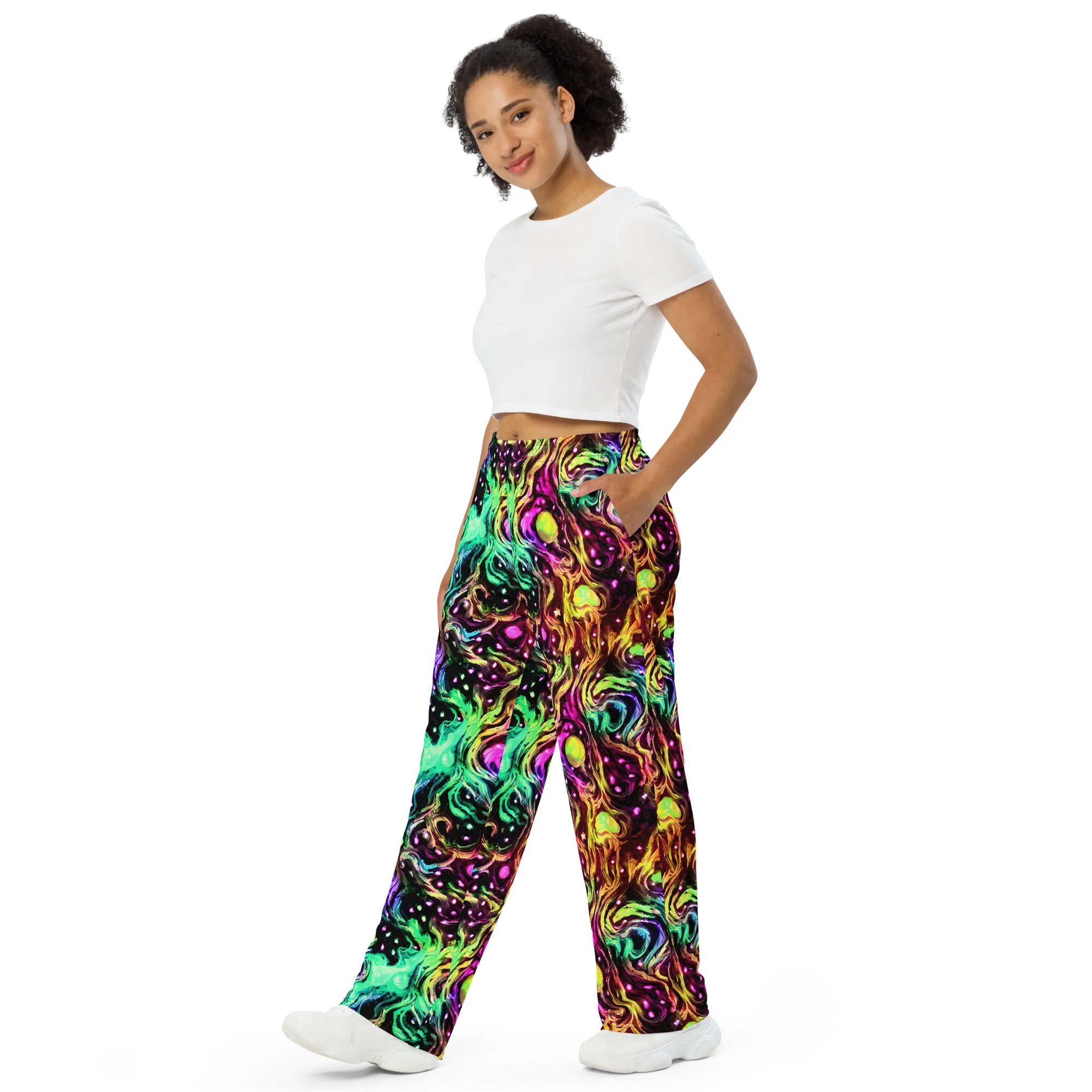Neon Cauldron on Wide-Leg Pants — Left Front